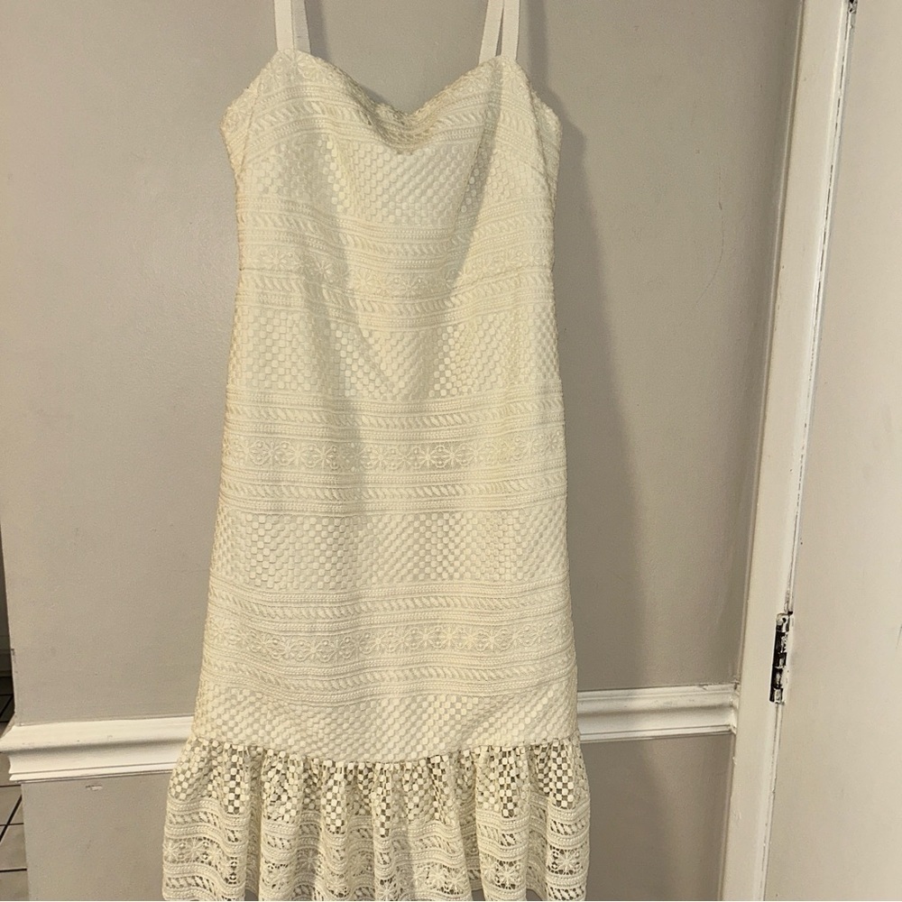 J. Crew Elegant Cream Lace Dress